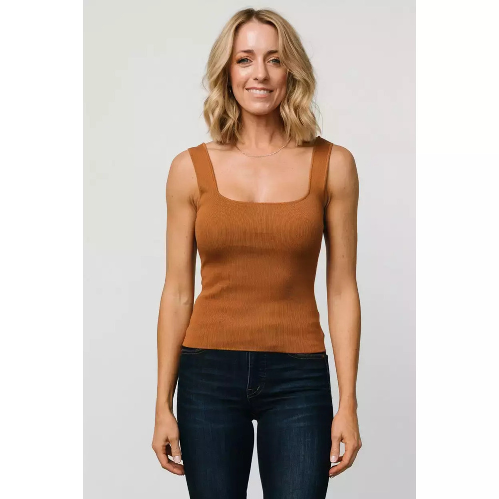 Baltic Born Cher Square Neck Knit Tank | Copper Size SS